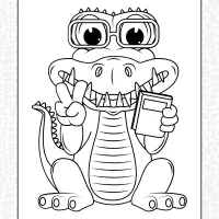Cheerful Crocodile Coloring Page 10 Cheerful Crocodile Coloring Page