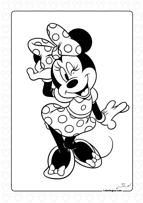 Cheerful Minnie Mouse Coloring Page