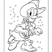 Cowboy Donald Duck Coloring Page