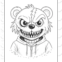 Creepy Teddy Bear Coloring Page