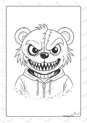 Creepy Teddy Bear Coloring Page