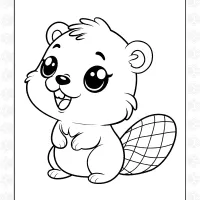 Cute Baby Beaver Colouring Sheet 2 Cute Baby Beaver Colouring Sheet