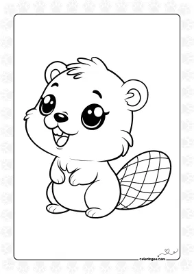 Cute Baby Beaver Colouring Sheet