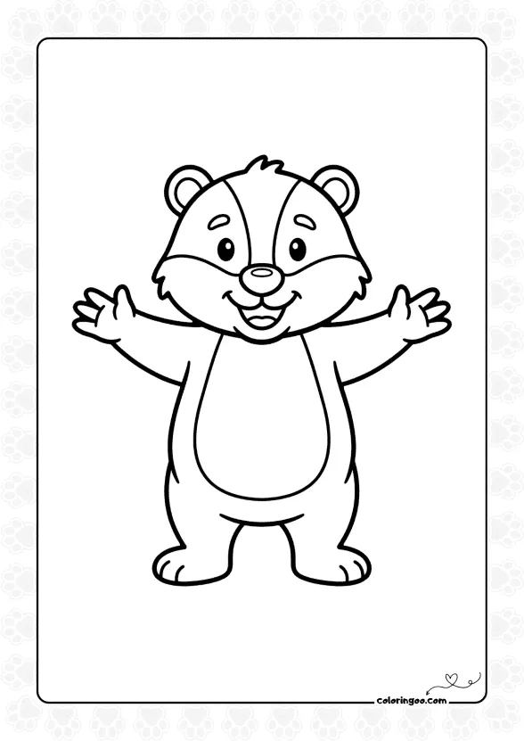Cute Badger Coloring Sheet