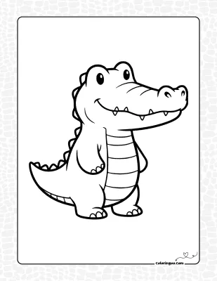 Cute Cartoon Alligator Coloring Page