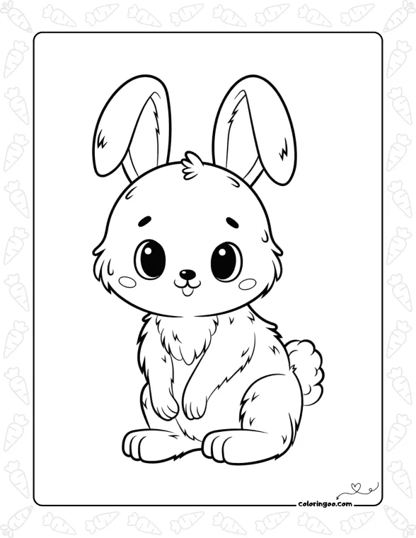 Cute Cartoon Rabbit Coloring Sheet 1 Cute Cartoon Rabbit Coloring Sheet