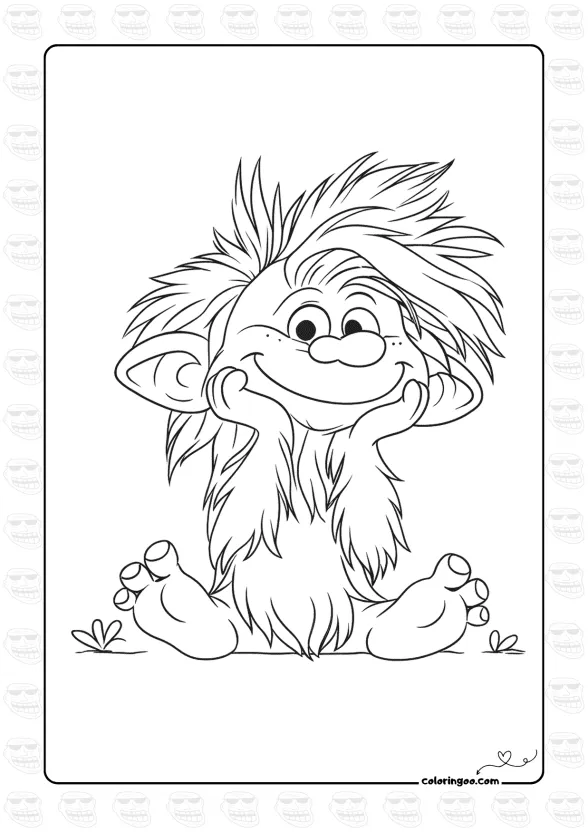 Cute Cartoon Troll Coloring Page 1 Cute Cartoon Troll Coloring Page