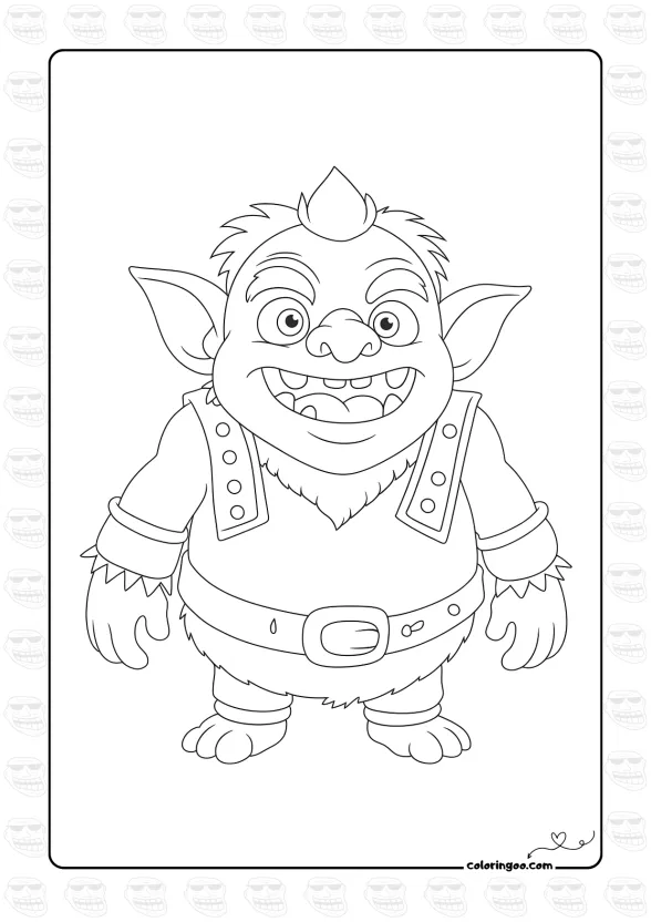 Cute Fantasy Goblin Coloring Page