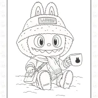 Cute Labubu Colouring Sheet