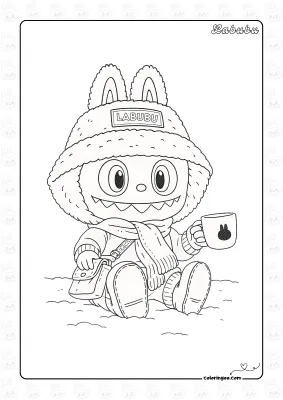 Cute Labubu Colouring Sheet