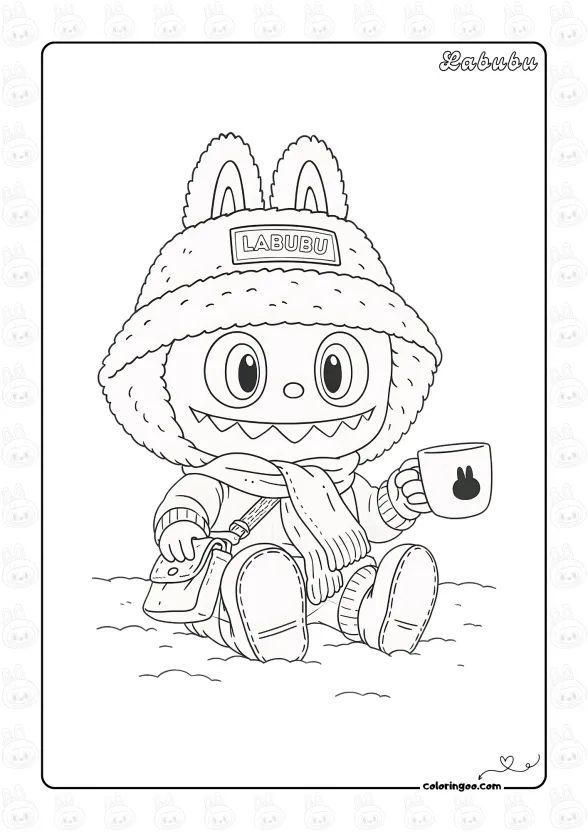 Cute Labubu Colouring Sheet