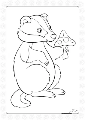 Cute Little Badger Coloring Page