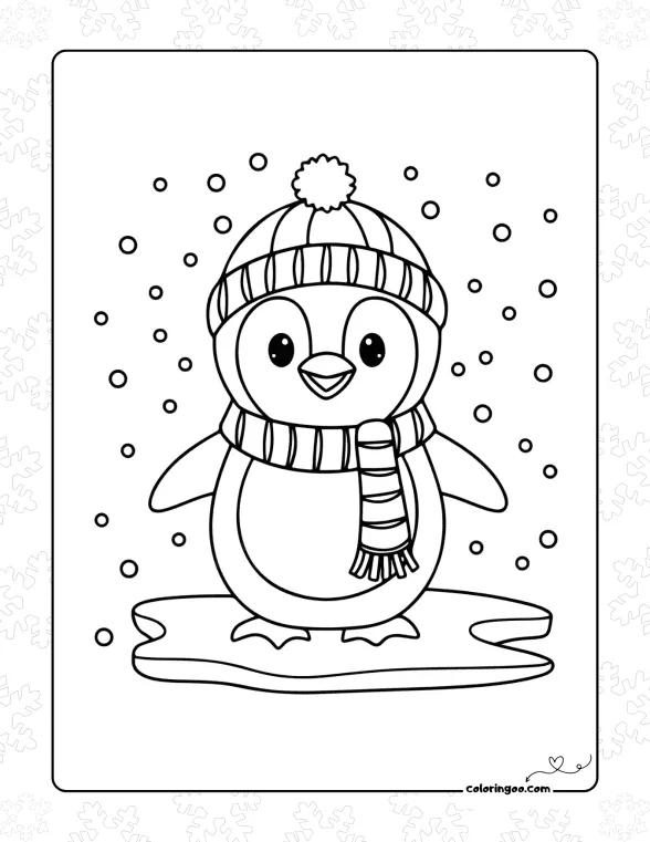 Cute Penguin Coloring Page