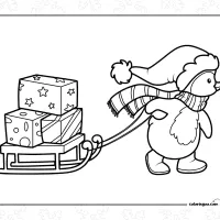 Cute Penguin Sledding Coloring Page 9 Cute Penguin Sledding Coloring Page