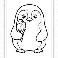 Cute Penguin with Ice Cream Coloring Sheet 8 Cute Penguin with Ice Cream Coloring Sheet