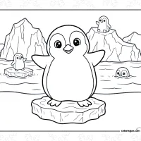 Cute Penguins Coloring Page 4 Cute Penguins Coloring Page