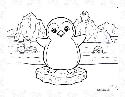 Cute Penguins Coloring Page