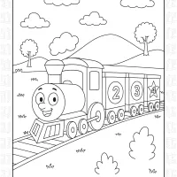Cute Train Colouring Page