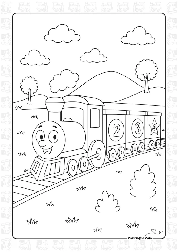 Cute Train Colouring Page