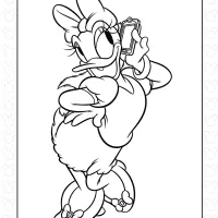 Daisy Duck on the Phone Coloring Page
