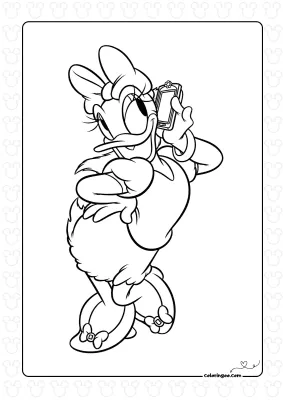 Daisy Duck on the Phone Coloring Page