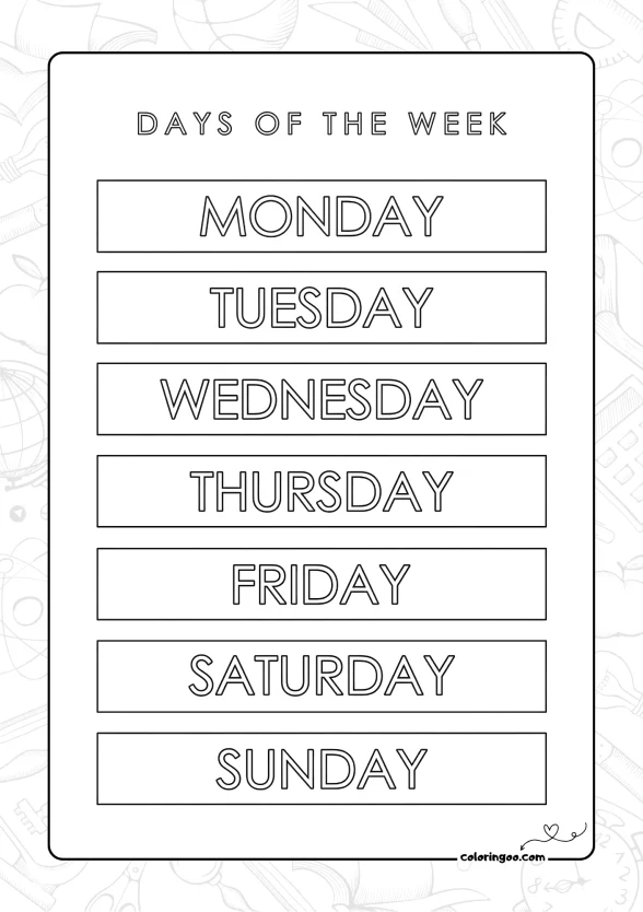 Day of the Week Printable Worksheet 1 Day of the Week Printable Worksheet