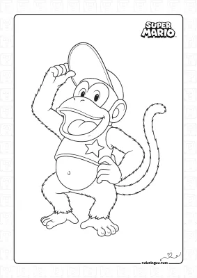 Diddy Kong Coloring Page