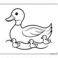 Duck and Ducklings Coloring Sheet