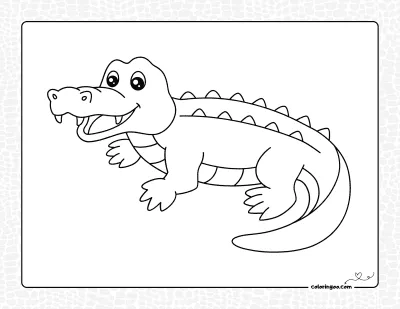 Easy Crocodile Coloring Page