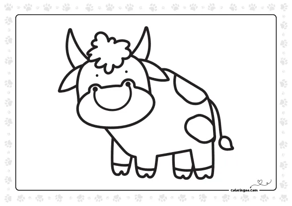Easy Cute Bull Coloring Sheet 1 Easy Cute Bull Coloring Sheet