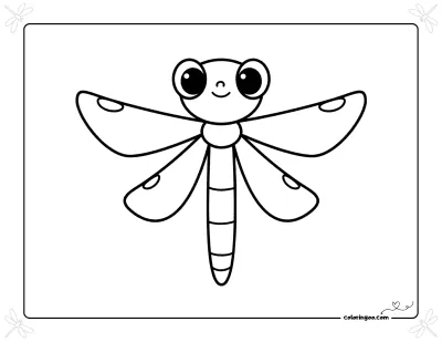 Easy Cute Dragonfly Coloring Sheet