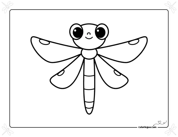 Easy Cute Dragonfly Coloring Sheet