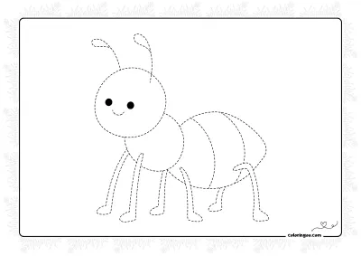 Easy Tracing Ant Coloring Pages
