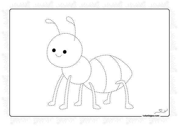Easy Tracing Ant Coloring Pages