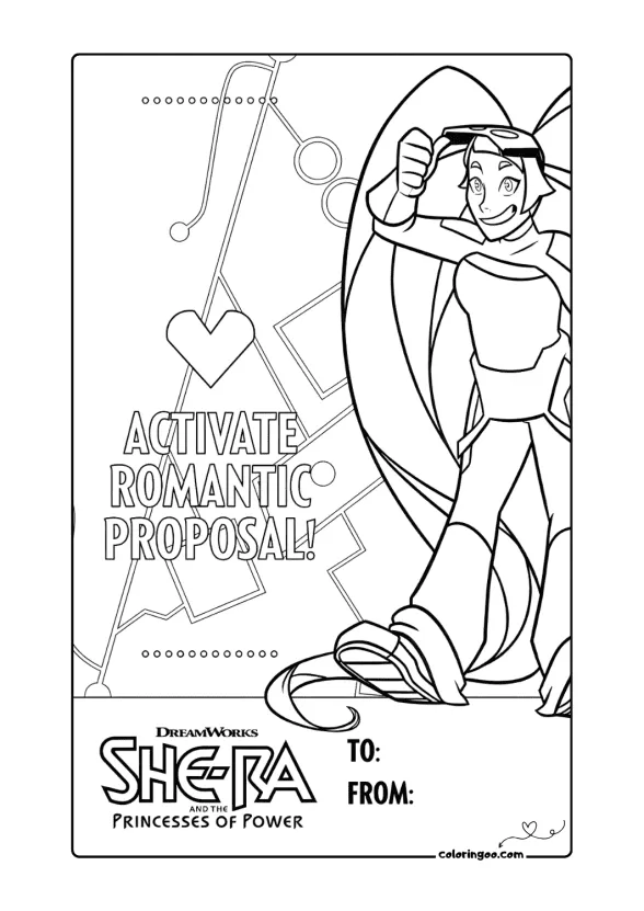 Entrapta Valentines Day Card Coloring Page 1 Entrapta Valentines Day Card Coloring Page