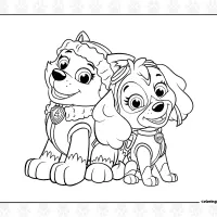 Everest and Skye Coloring Page 1 Everest and Skye Coloring Page