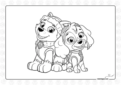 Everest and Skye Coloring Page