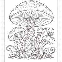 Fantastic Mushrooms Coloring Page