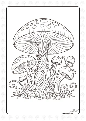Fantastic Mushrooms Coloring Page