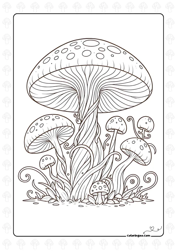 Fantastic Mushrooms Coloring Page 1 Fantastic Mushrooms Coloring Page