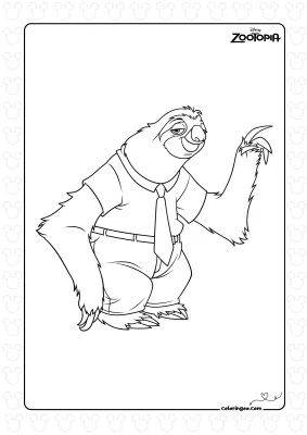 Flash Slothmore Three Toed Sloth Coloring Pages