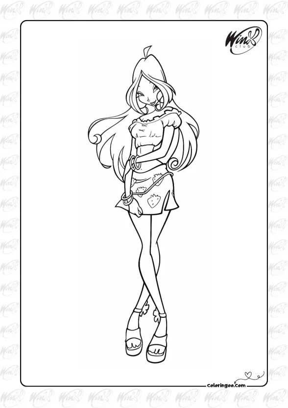 Flora Magic Winx Colouring Page 1 Flora Magic Winx Colouring Page