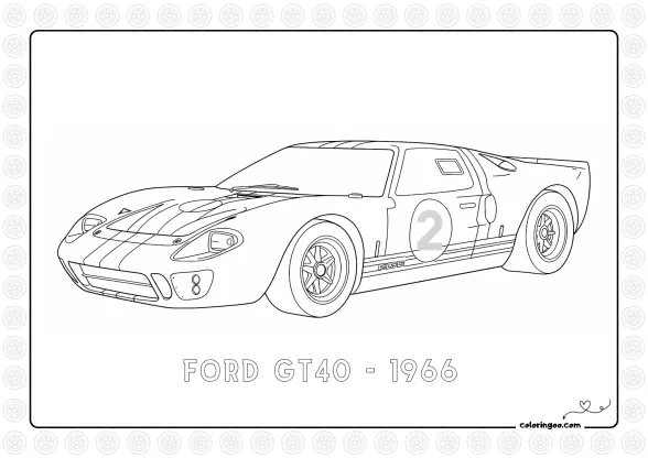 Ford GT40 1966 Coloring Page 1 Ford GT40 1966 Coloring Page