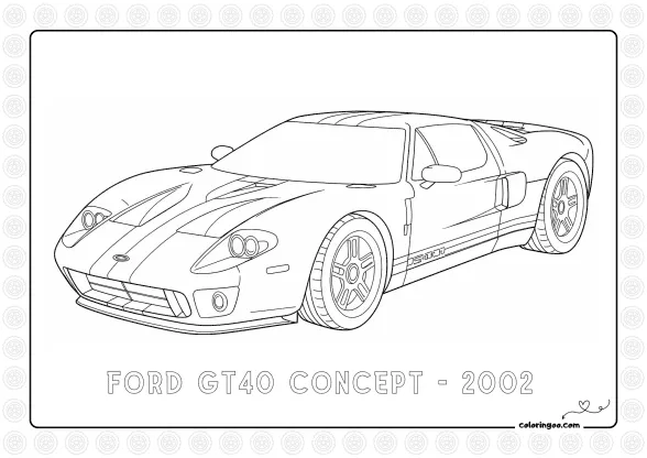 Ford GT40 Concept 2002 Coloring Page 1 Ford GT40 Concept 2002 Coloring Page