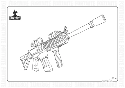 Fortnite Weapon Thermal Scoped Assault Rifle Coloring Page