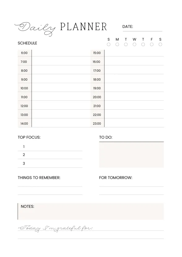 Free Printable Daily Planner 08