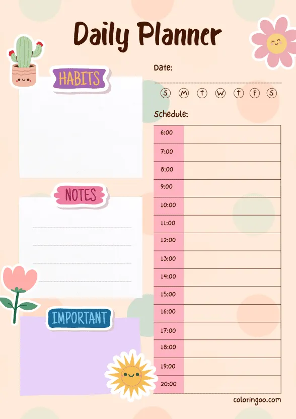 Free Printable Daily Planner 12