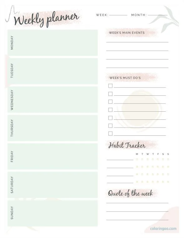 Free Printable Weekly Planner 02 1 Free Printable Weekly Planner 02