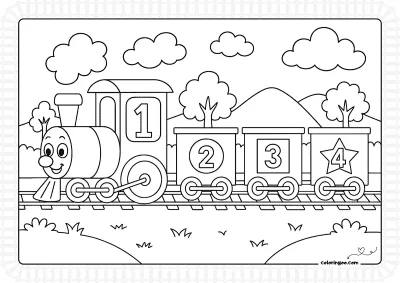 Fun Shape Train Coloring Page