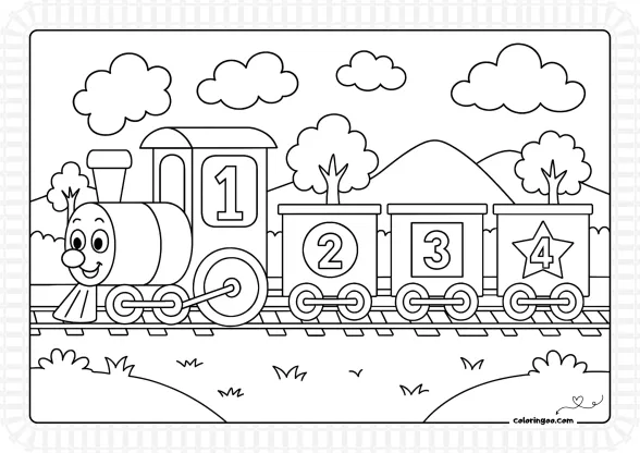 Fun Shape Train Coloring Page
